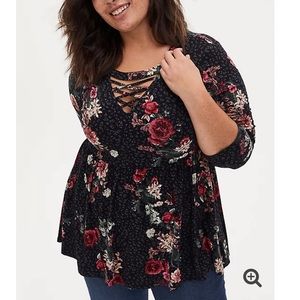 3X Super Soft Black Leopard Floral Top